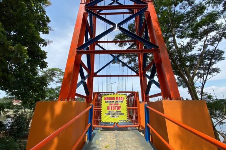 Jembatan Gantung Situ 7 Muara Depok Ditutup Sementara Imbas Kerusakan Struktur