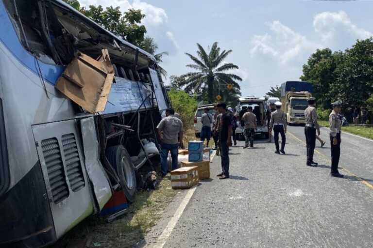 Tabrakan Maut Bus PMH di Pelalawan, Sopir Truk Kabur Tinggalkan TKP